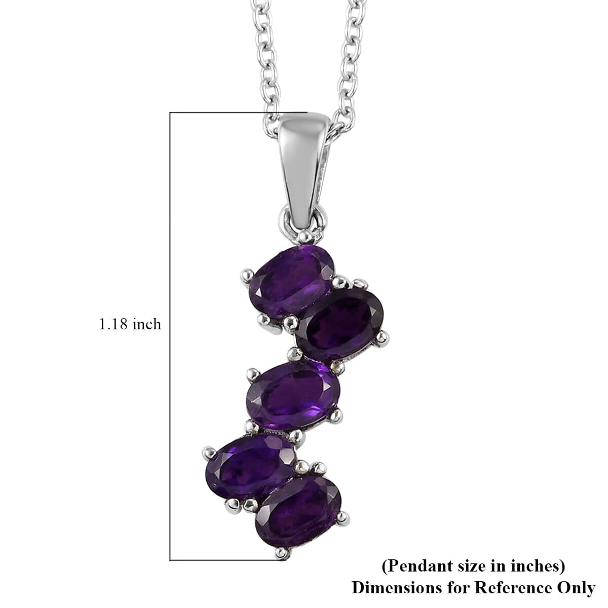Amethyst Pendant Necklace (20 Inches) in Stainless Steel 2.15 ctw , Tarnish-Free, Waterproof, Sweat Proof Jewelry image number 6