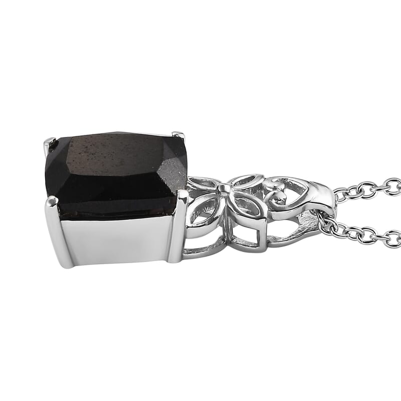 D'Joy Australian Black Tourmaline 5.85 ctw Solitaire Pendant Necklace in Stainless Steel 20 Inches, Tarnish-Free, Waterproof, Sweat Proof Jewelry