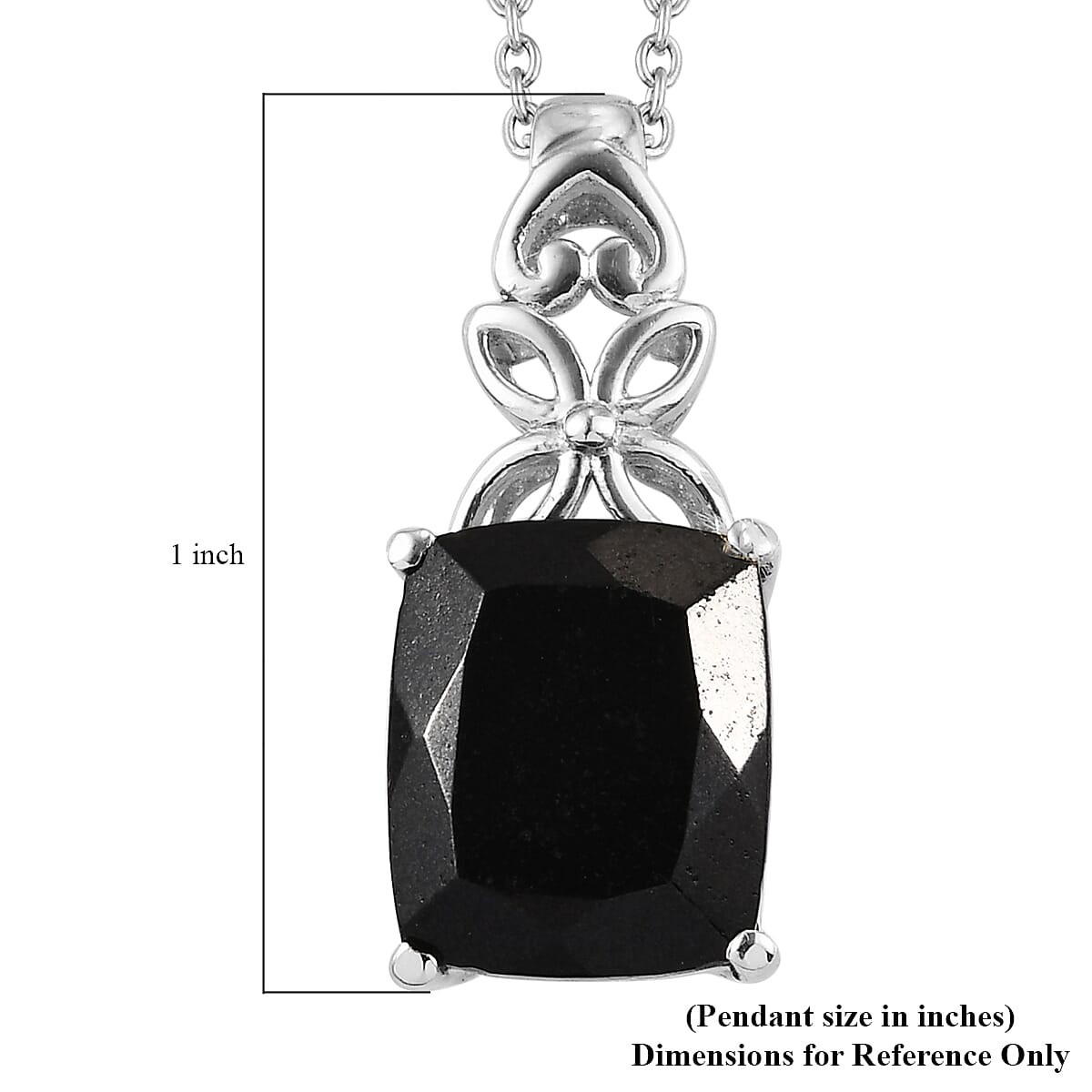 D'Joy Australian Black Tourmaline 5.85 ctw Solitaire Pendant Necklace in Stainless Steel 20 Inches, Tarnish-Free, Waterproof, Sweat Proof Jewelry