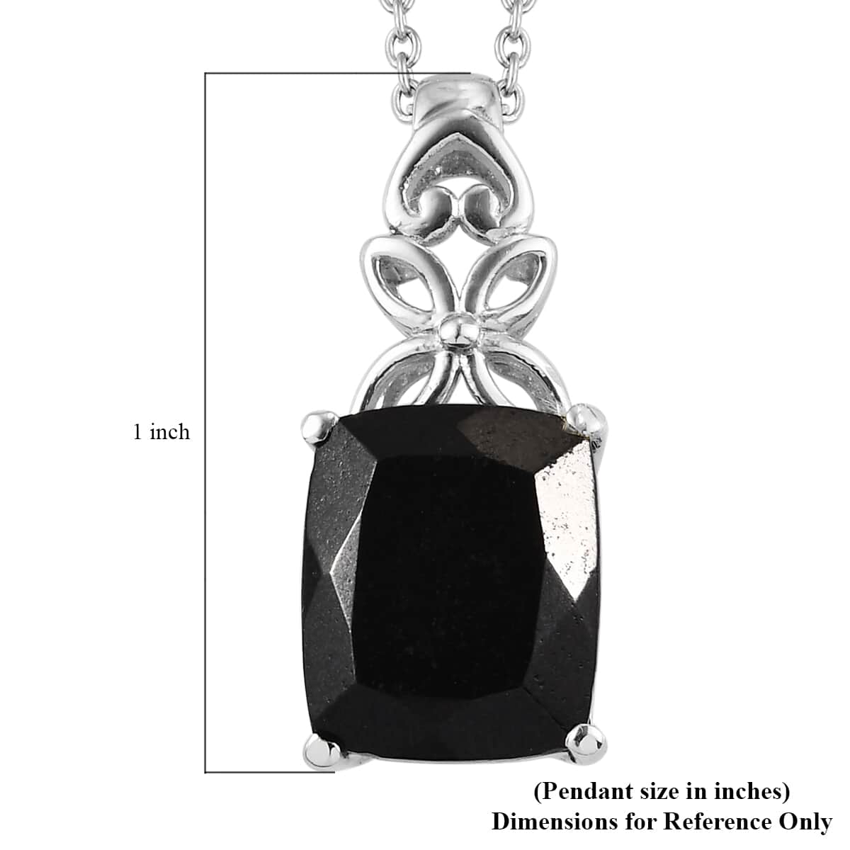 Black Tourmaline Solitaire Pendant Necklace (20 Inches) in Stainless Steel 5.85 ctw , Tarnish-Free, Waterproof, Sweat Proof Jewelry image number 6
