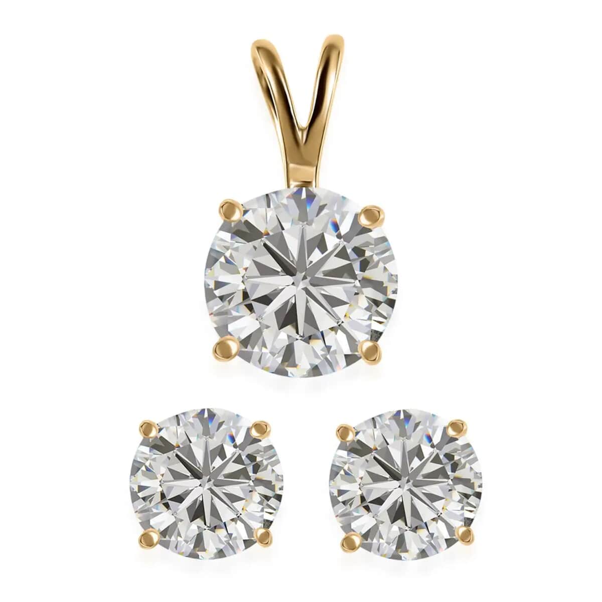 Luxoro 10K Yellow Gold Moissanite Jewelry Set , Set of Moissanite Solitaire Stud Earrings and Moissanite Pendant , Moissanite Set , 10K Yellow Gold Jewelry Set 1.85 ctw image number 0