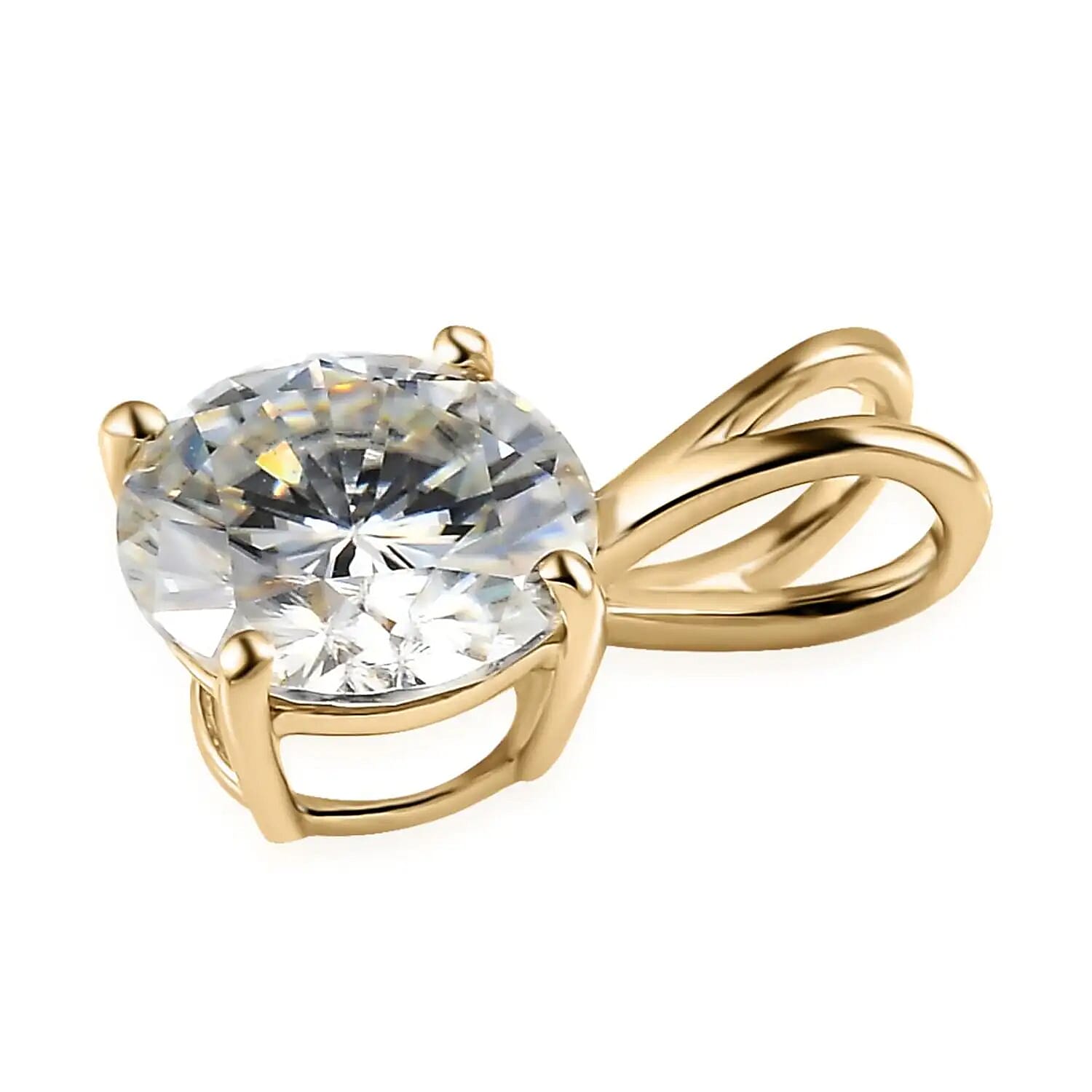 Luxoro 10K Yellow Gold Moissanite Jewelry Set , Set of Moissanite Solitaire Stud Earrings and Moissanite Pendant without Chain , Moissanite Set , 10K Yellow Gold Jewelry Set 1.85 ctw