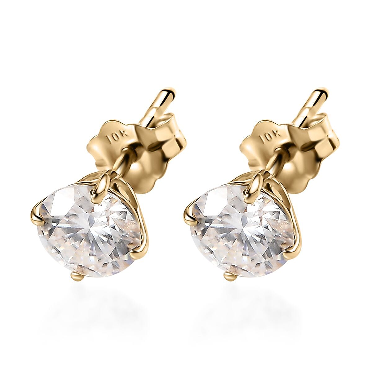Luxoro 10K Yellow Gold Moissanite Jewelry Set , Set of Moissanite Solitaire Stud Earrings and Moissanite Pendant without Chain , Moissanite Set , 10K Yellow Gold Jewelry Set 1.85 ctw