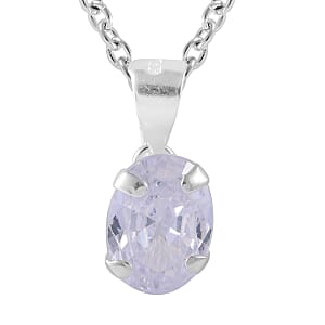 Simulated White Diamond Set of 2 Pendants in Sterling Silver with Stainless Steel Necklace 18 Inches 6.00 ctw