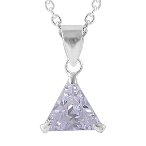 Simulated White Diamond Set of 2 Pendants in Sterling Silver with Stainless Steel Necklace 18 Inches 6.00 ctw