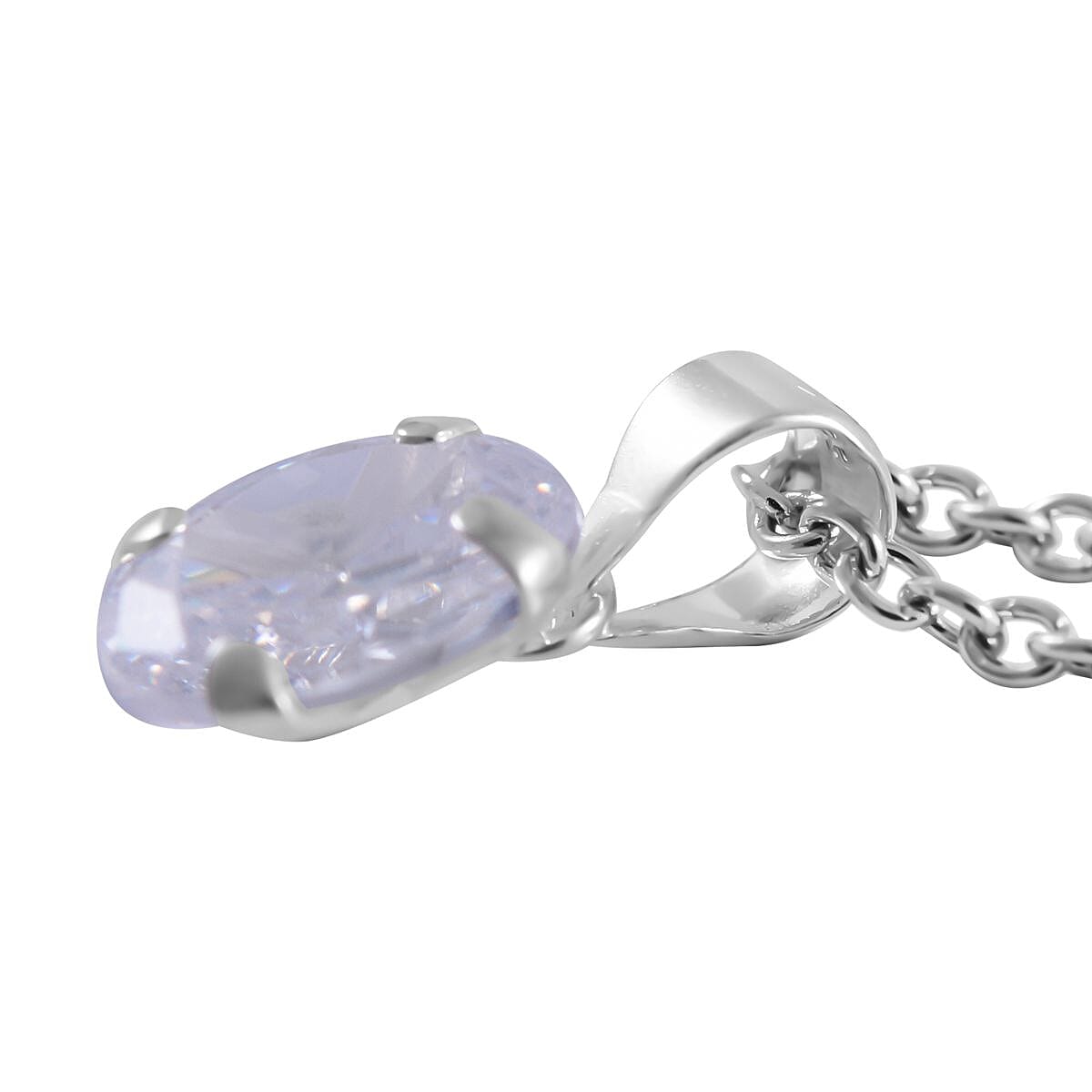Simulated White Diamond Set of 2 Pendants in Sterling Silver with Stainless Steel Necklace 18 Inches 6.00 ctw image number 3