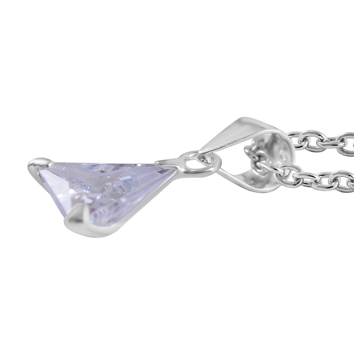 Simulated White Diamond Set of 2 Pendants in Sterling Silver with Stainless Steel Necklace 18 Inches 6.00 ctw image number 4