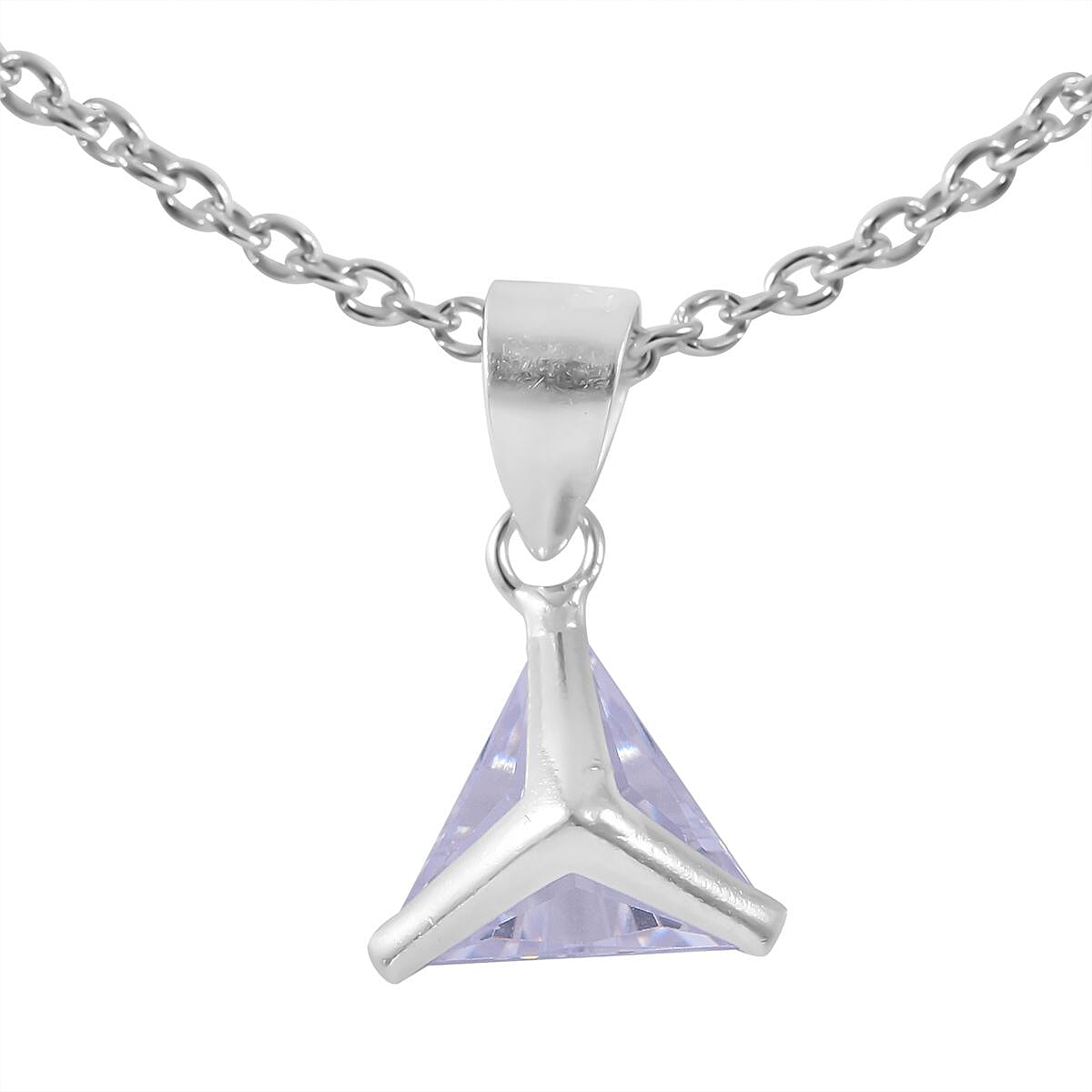 Simulated White Diamond Set of 2 Pendants in Sterling Silver with Stainless Steel Necklace 18 Inches 6.00 ctw image number 6