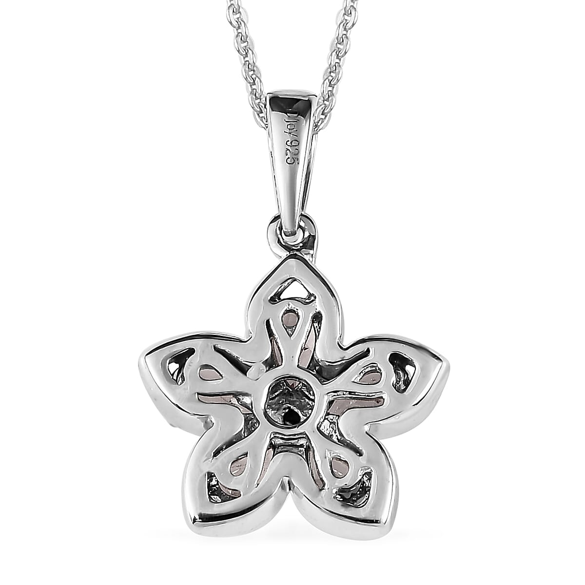 Bekily Color Change Garnet and White Zircon Floral Pendant Necklace 20 Inches in Platinum Over Sterling Silver 1.35 ctw