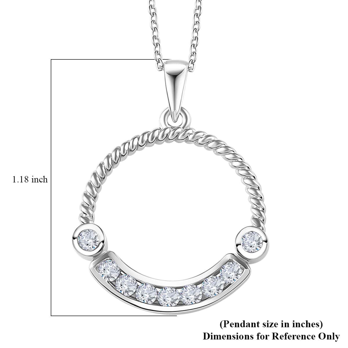 Moissantie Circle Pendant Necklace (20 Inches) in Platinum Over Sterling Silver 0.50 ctw image number 6