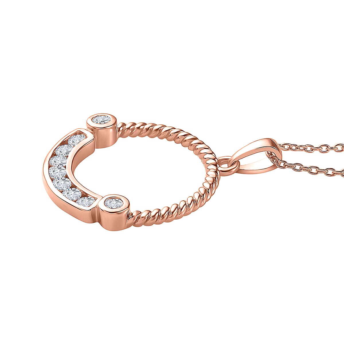 Moissantie Circle Pendant Necklace 20 Inches in Vermeil Rose Gold Over Sterling Silver 0.50 ctw image number 3