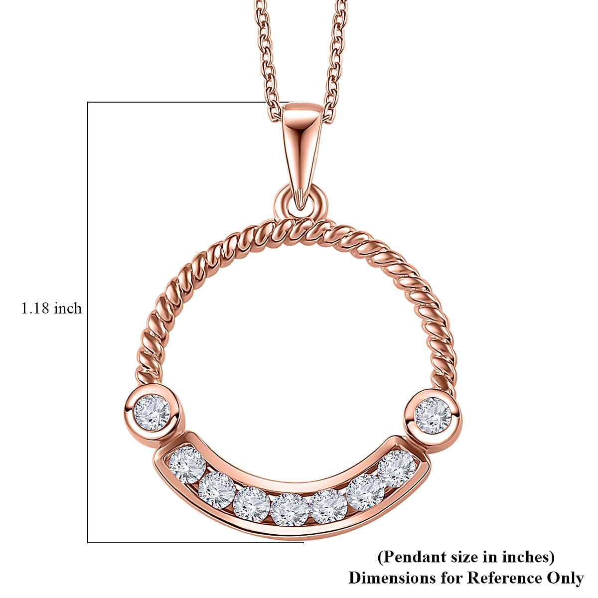 Moissantie Circle Pendant Necklace 20 Inches in Vermeil Rose Gold Over Sterling Silver 0.50 ctw image number 6
