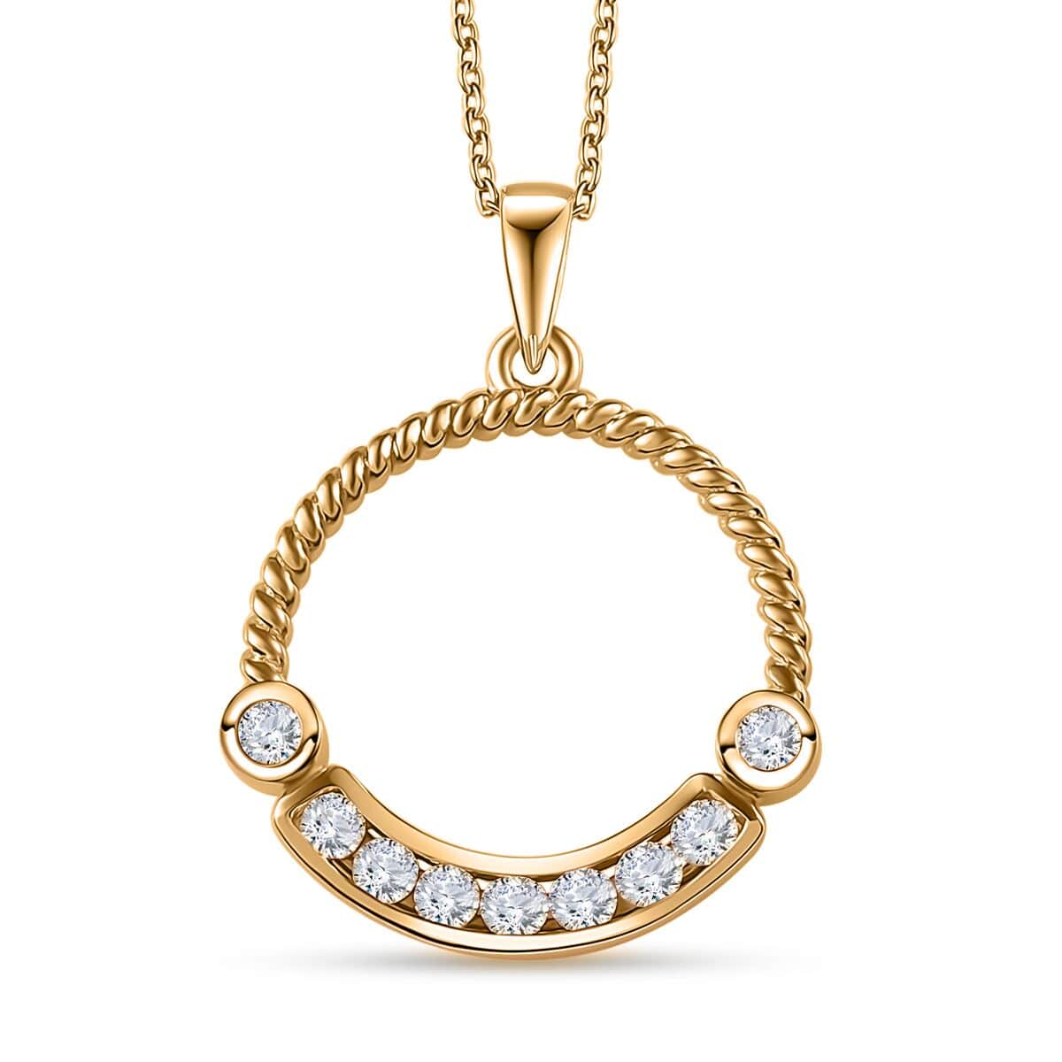 Moissanite Pendant Necklace 20 Inches in Vermeil Yellow Gold Over Sterling Silver 0.60 ctw image number 0