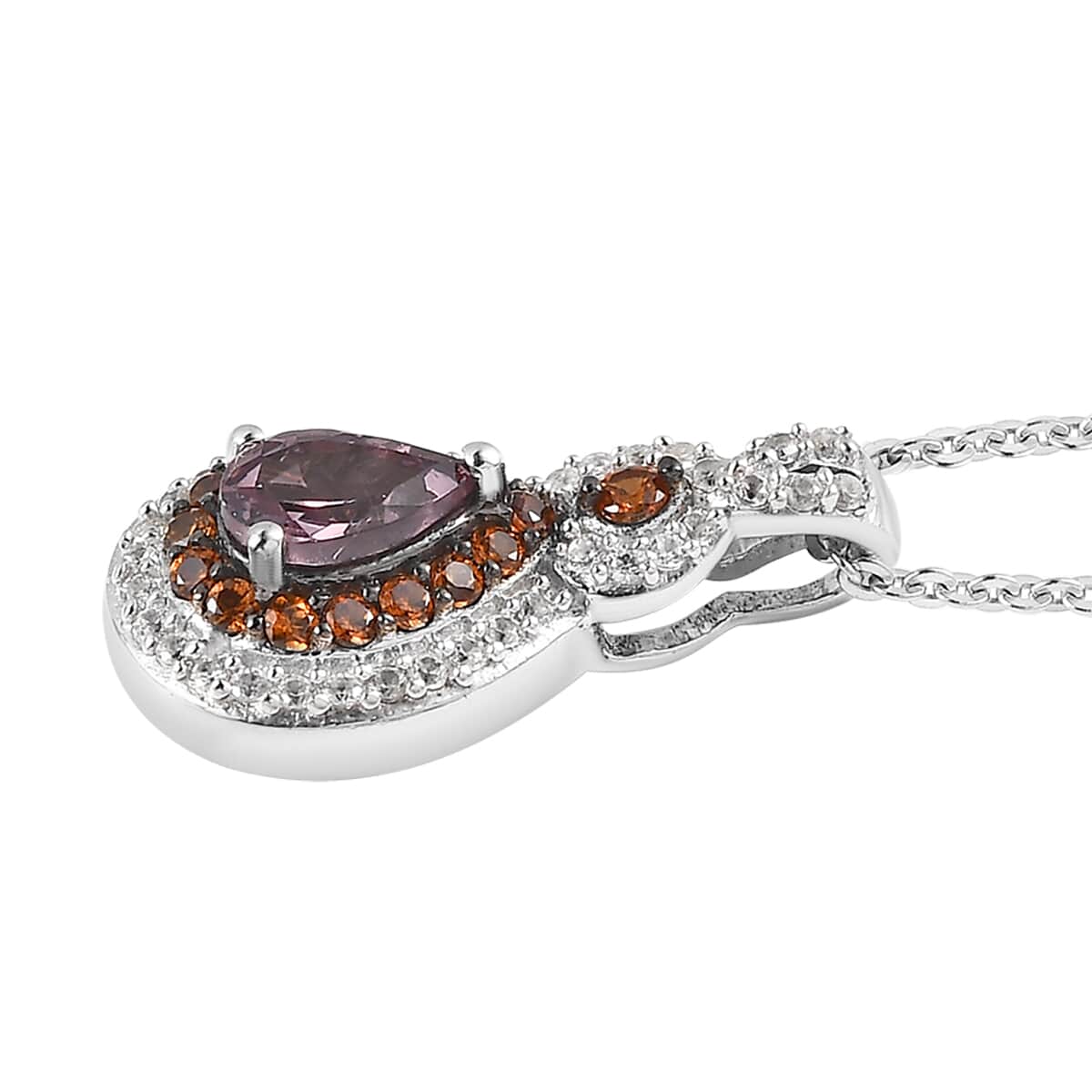 Bekily Color Change Garnet, Brown and White Zircon Pendant Necklace 20 Inches in Platinum Over Sterling Silver 1.10 ctw image number 3