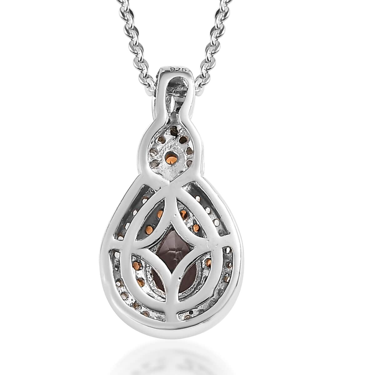 Bekily Color Change Garnet, Brown and White Zircon Pendant Necklace 20 Inches in Platinum Over Sterling Silver 1.10 ctw image number 4