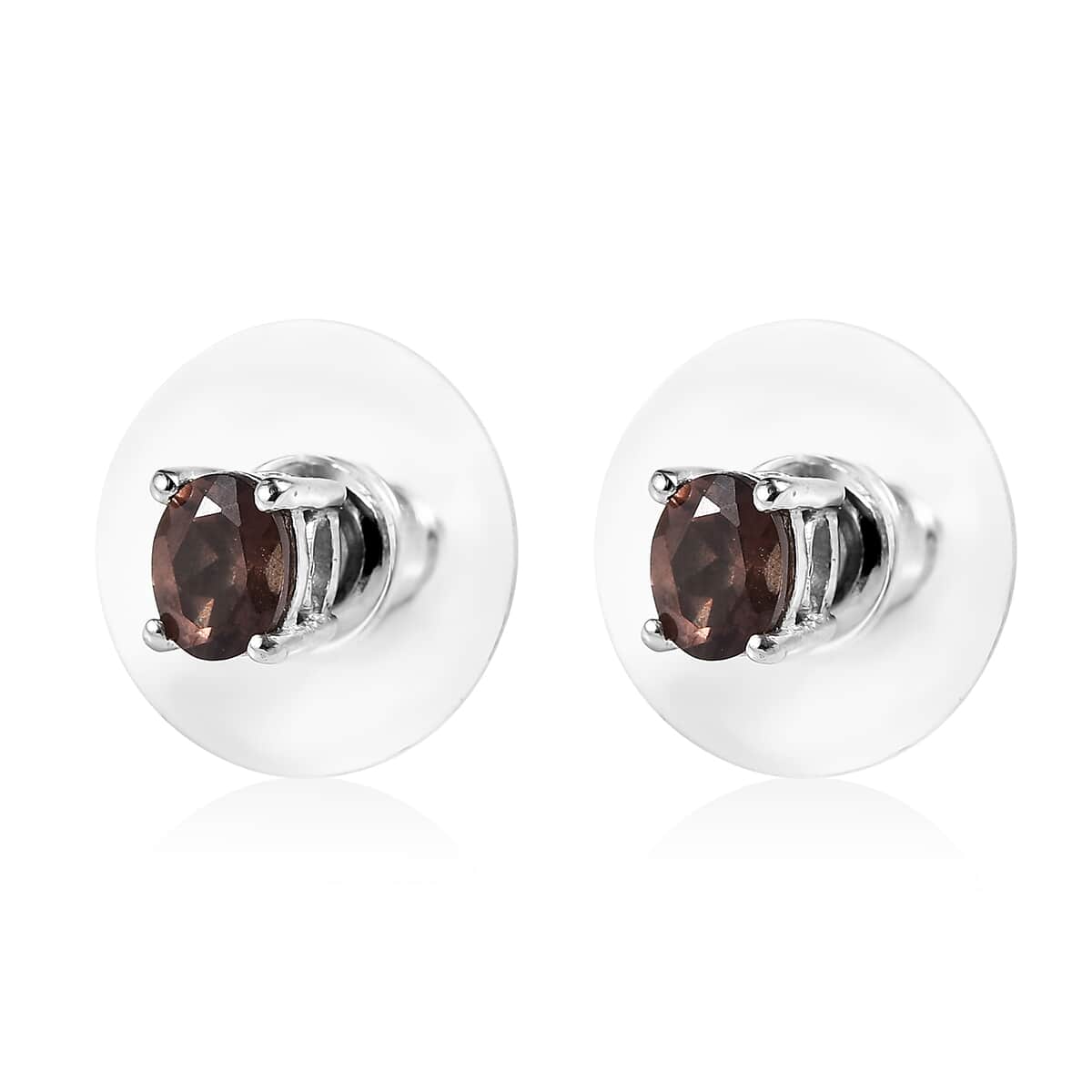 Bekily Color Change Garnet Set of 3 Solitaire Stud Earrings in Platinum Over Sterling Silver 2.20 ctw image number 4
