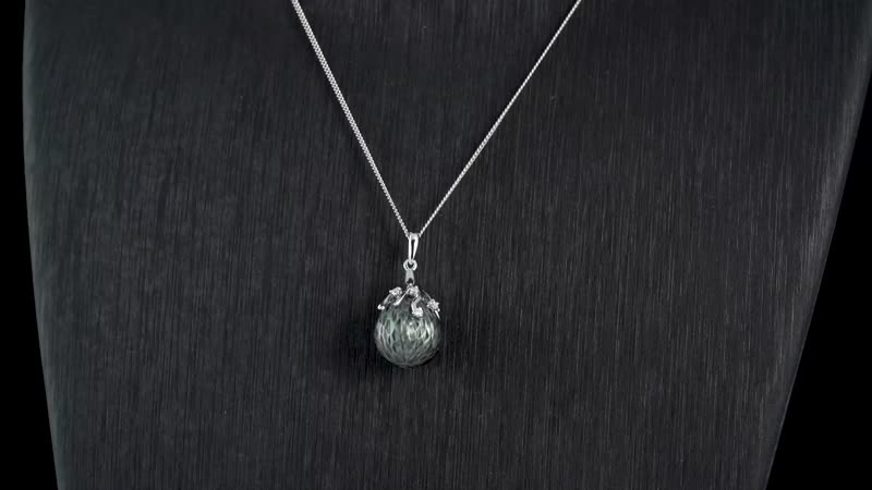 Tahitian Cultured Carved Pearl 9-10mm and Moissanite Pendant Necklace 18 Inches in Rhodium Over Sterling Silver 0.05 ctw