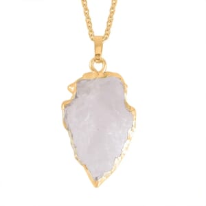 White Quartz 21.50 ctw Pendant in Goldtone with ION Plated YG Stainless Steel Necklace 20 Inches