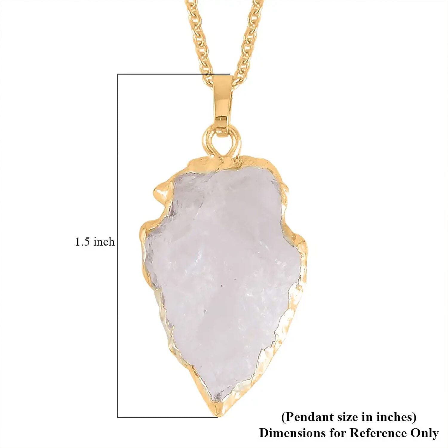White Quartz 21.50 ctw Pendant in Goldtone with ION Plated YG Stainless Steel Necklace 20 Inches