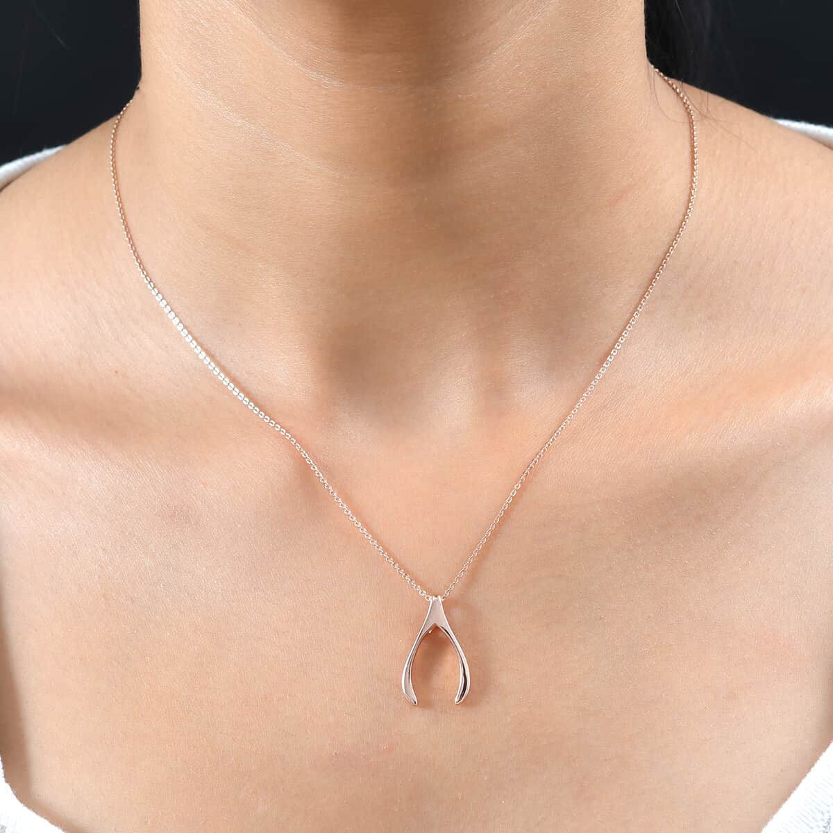 Vermeil Rose Gold Over Sterling Silver Pendant Necklace 20 Inches 3.45 Grams image number 2