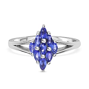 Tanzanite 2.88 ctw Ring (Size 10.0) and Pendant Necklace (18 Inches) in Platinum Over Sterling Silver