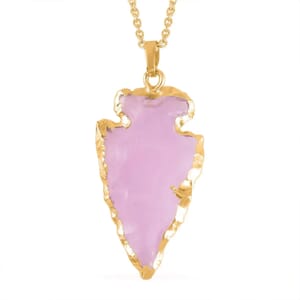 Pink Opalite (D) 19.50 ctw Pendant in Goldtone with ION Plated YG Stainless Steel Necklace 20 Inches