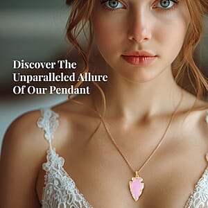 Pink Opalite (D) 19.50 ctw Pendant in Goldtone with ION Plated YG Stainless Steel Necklace 20 Inches