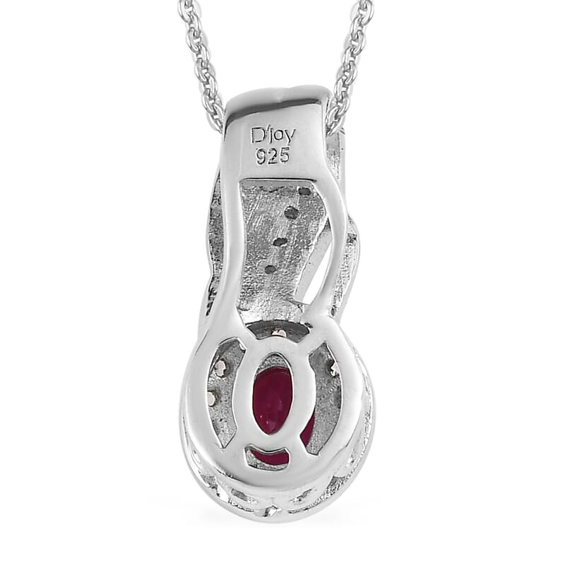 Premium Ouro Fino Rubellite and White Zircon Pendant Necklace 20 Inches 0.50 ctw