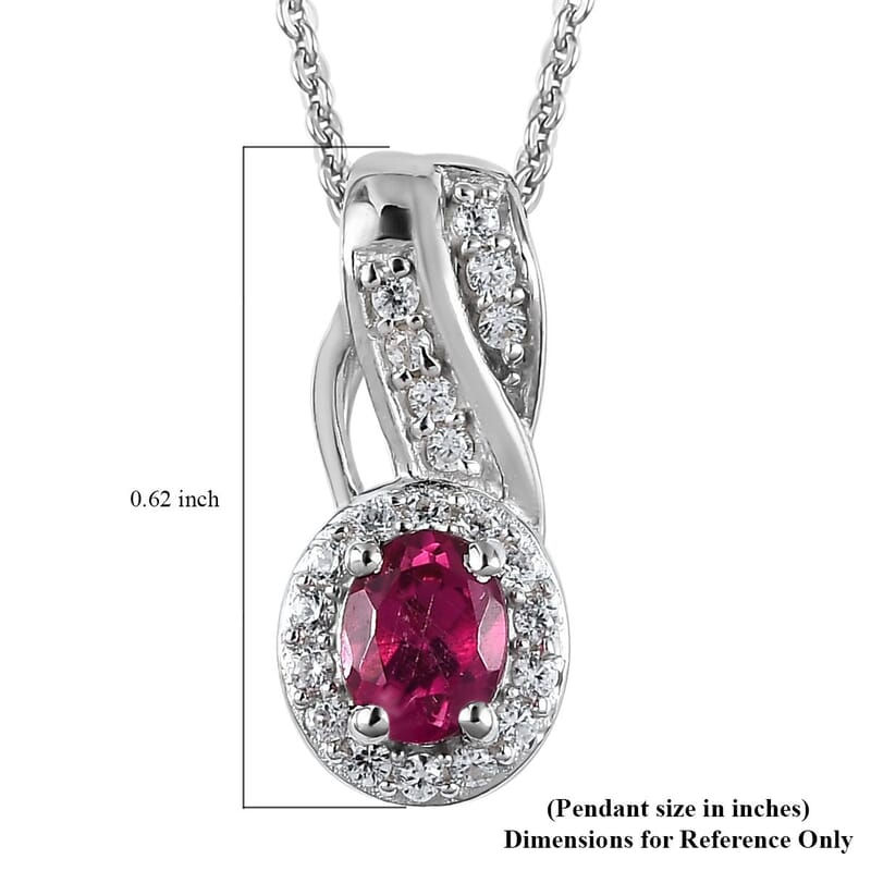 Premium Ouro Fino Rubellite and White Zircon Pendant Necklace 20 Inches 0.50 ctw