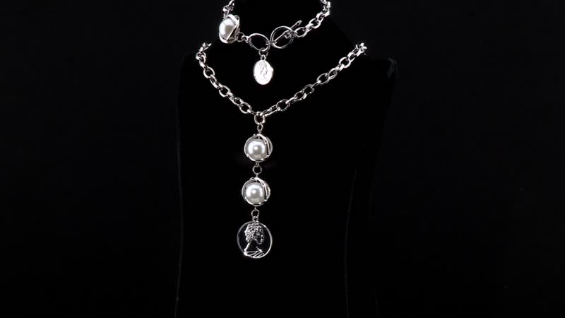 Simulated Pearl Necklace 20-22 Inches and Bracelet 7-8In in Silvertone