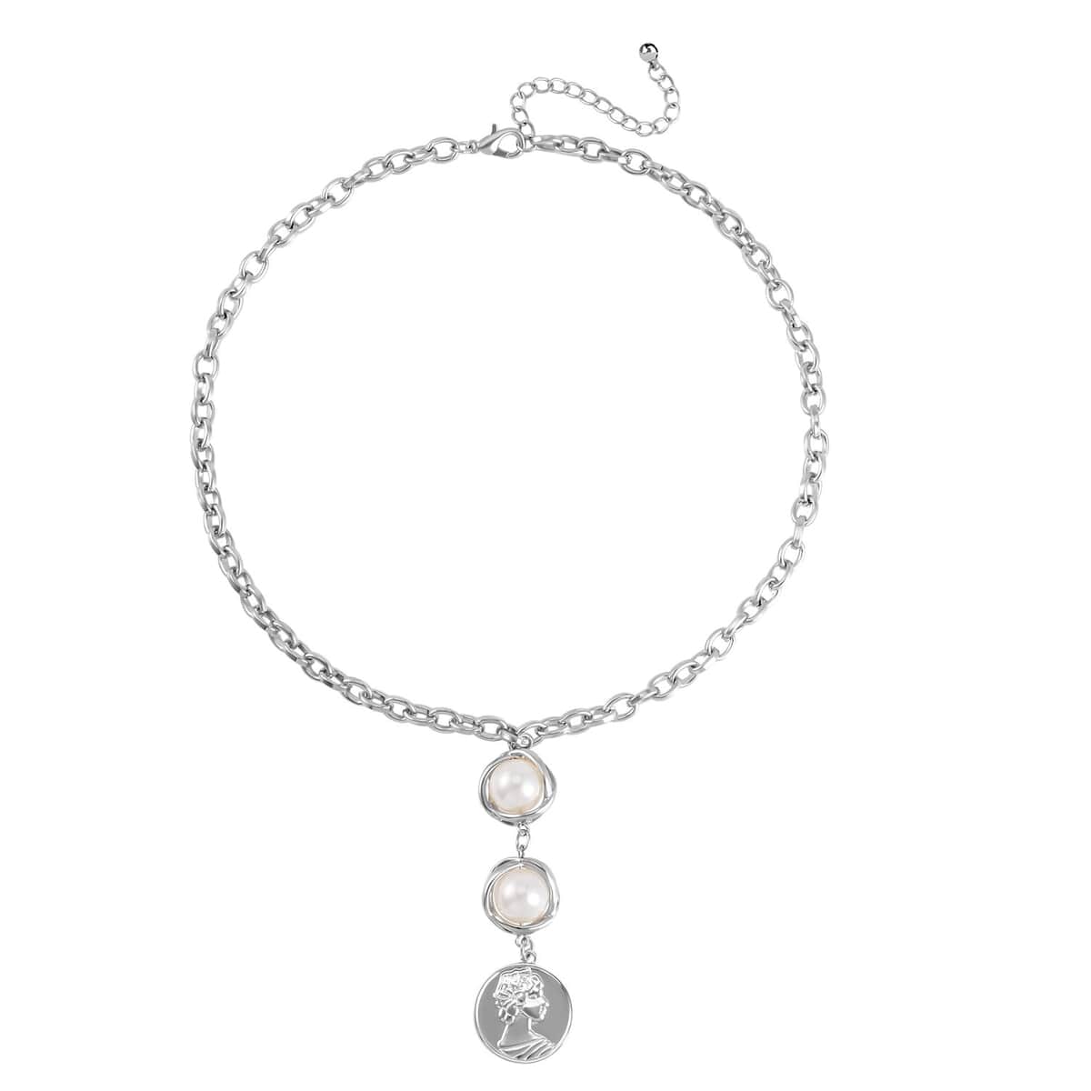 Simulated Pearl Necklace 20-22 Inches and Bracelet 7-8In in Silvertone image number 2
