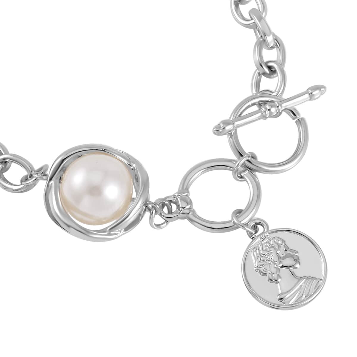 Simulated Pearl Necklace 20-22 Inches and Bracelet 7-8In in Silvertone image number 6