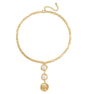 Simulated Pearl Necklace 20-22 Inches and Bracelet 7-8In in Goldtone