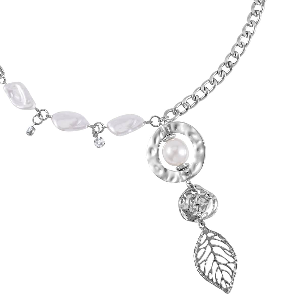Simulated Pearl, Austrian Crystal Necklace 20-22 Inches and Bracelet 7.5-9.5In in Silvertone image number 3