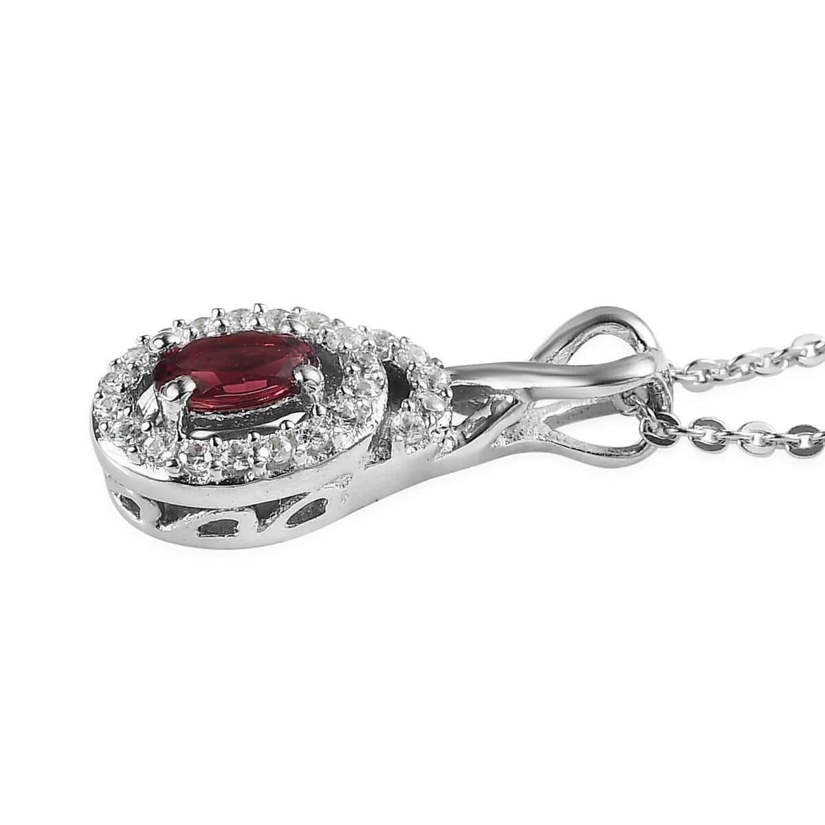 Premium Ouro Fino Rubellite, White Zircon Ring and Pendant Necklace 20 Inches in Platinum Over Sterling Silver 0.90 ctw image number 6