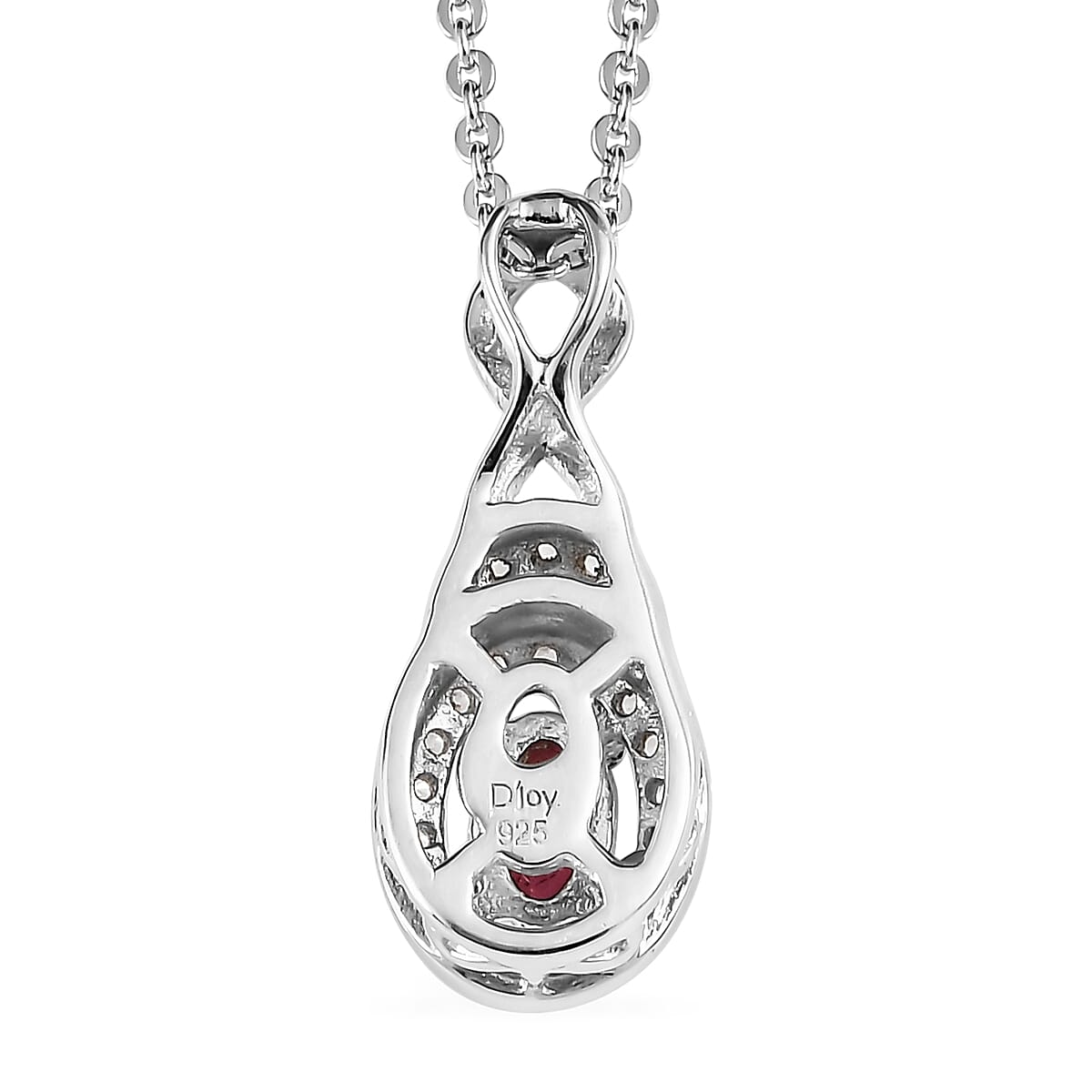 Premium Ouro Fino Rubellite, White Zircon Ring (Size 5.0) and Pendant Necklace 20 Inches in Platinum Over Sterling Silver 0.90 ctw