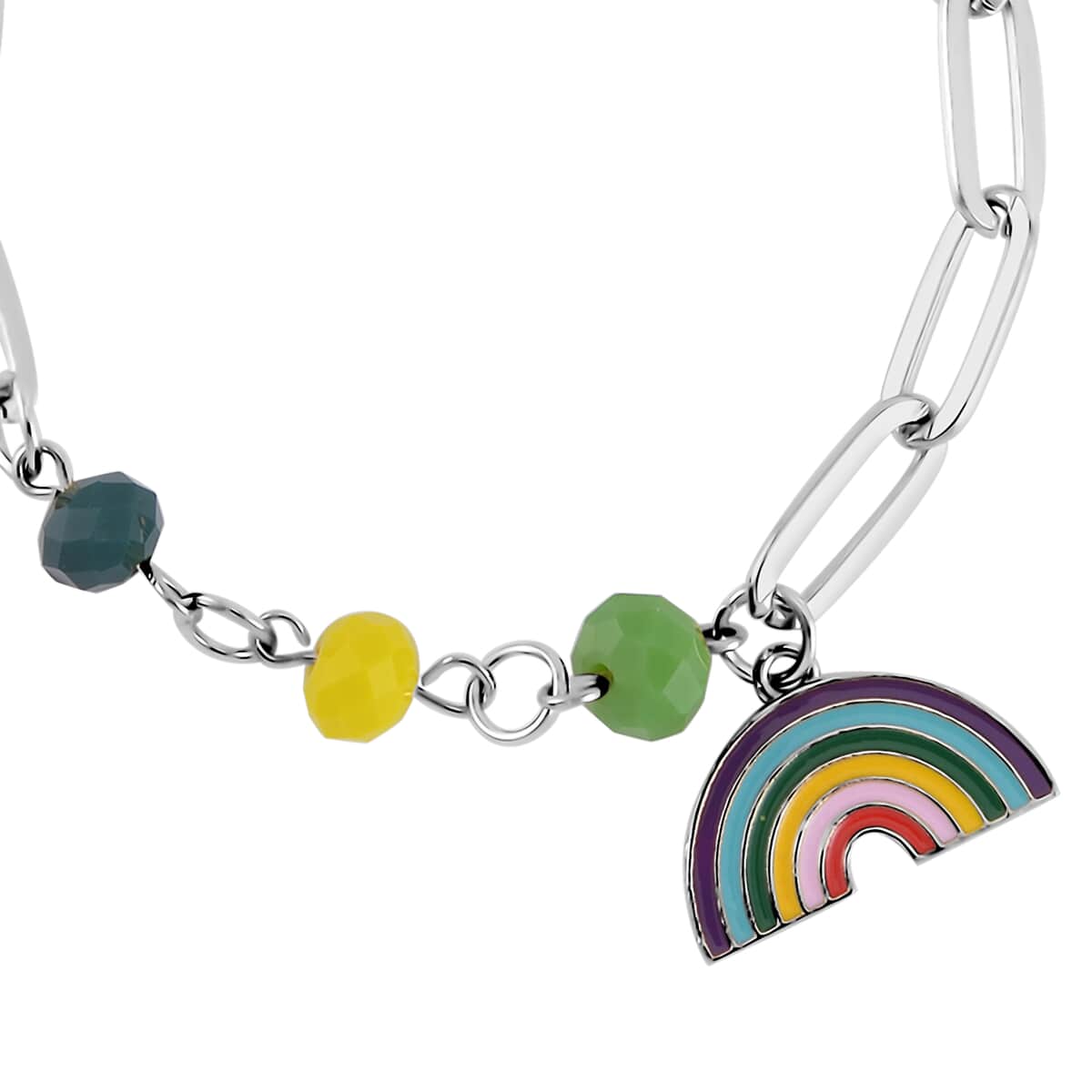 Multi Color Glass, Enameled Floral Charm Necklace 20-22 Inches and Bracelet (7.50-9.50In) in Silvertone image number 6