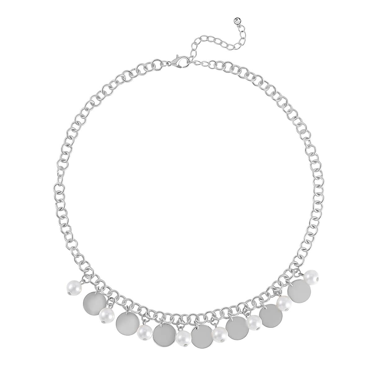 Simulated Pearl Necklace 20-22 Inches and Bracelet 8In in Silvertone image number 2