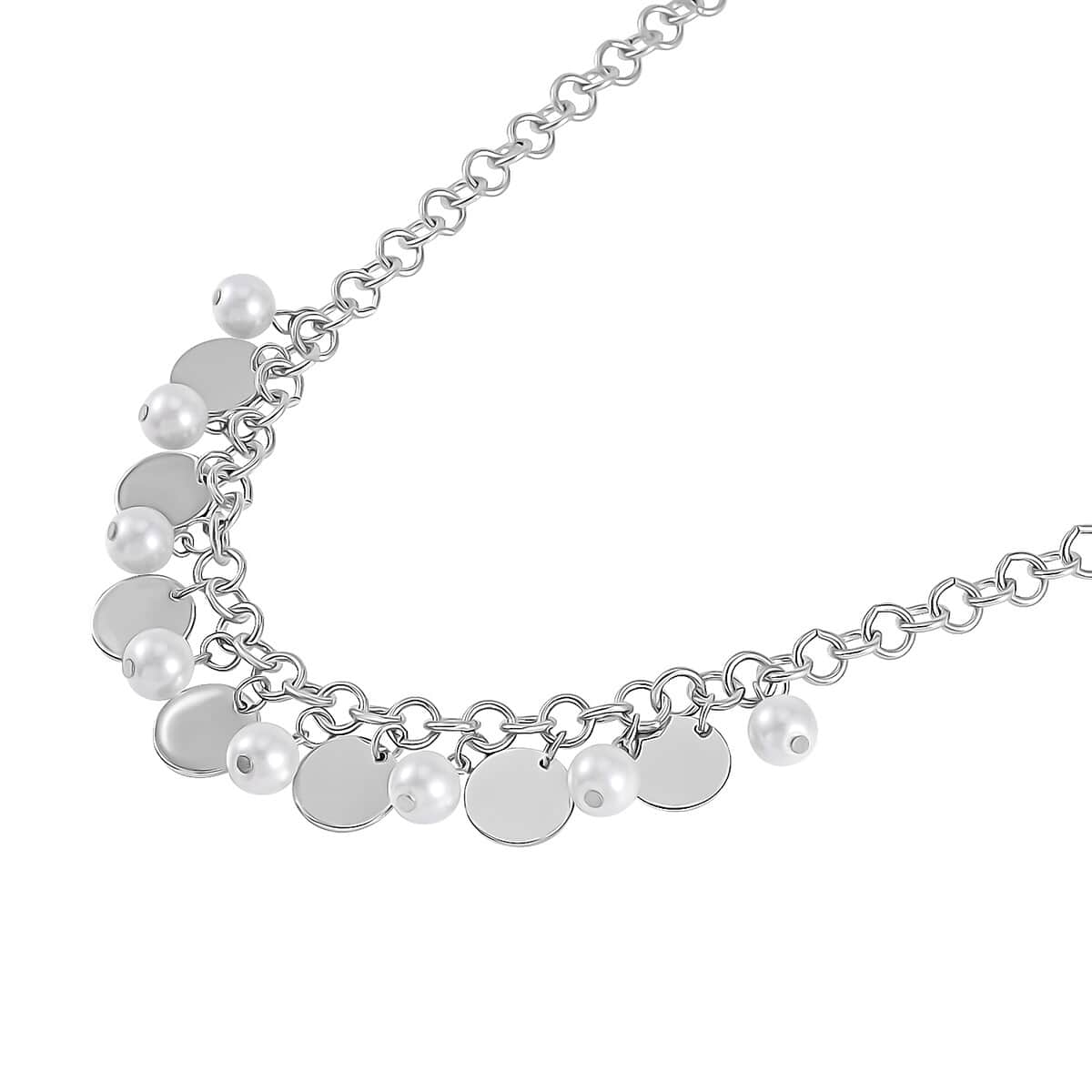 Simulated Pearl Necklace 20-22 Inches and Bracelet 8In in Silvertone image number 3