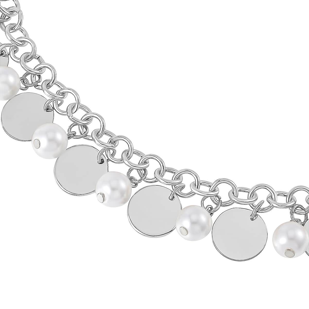 Simulated Pearl Necklace 20-22 Inches and Bracelet 8In in Silvertone image number 4