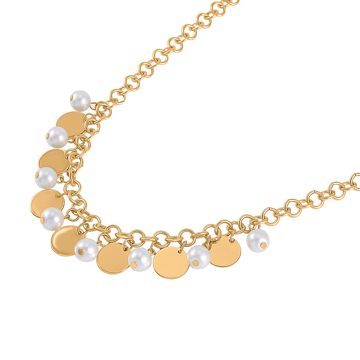 Simulated Pearl Necklace 20-22 Inches and Bracelet 8In in Goldtone image number 3