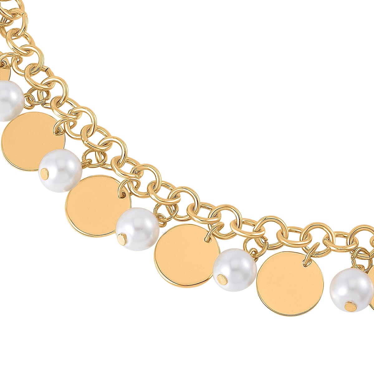 Simulated Pearl Necklace 20-22 Inches and Bracelet 8In in Goldtone image number 4