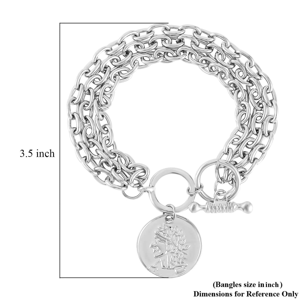 Set of 2 Bracelet (7.50In) and Earrings in Silvertone image number 3