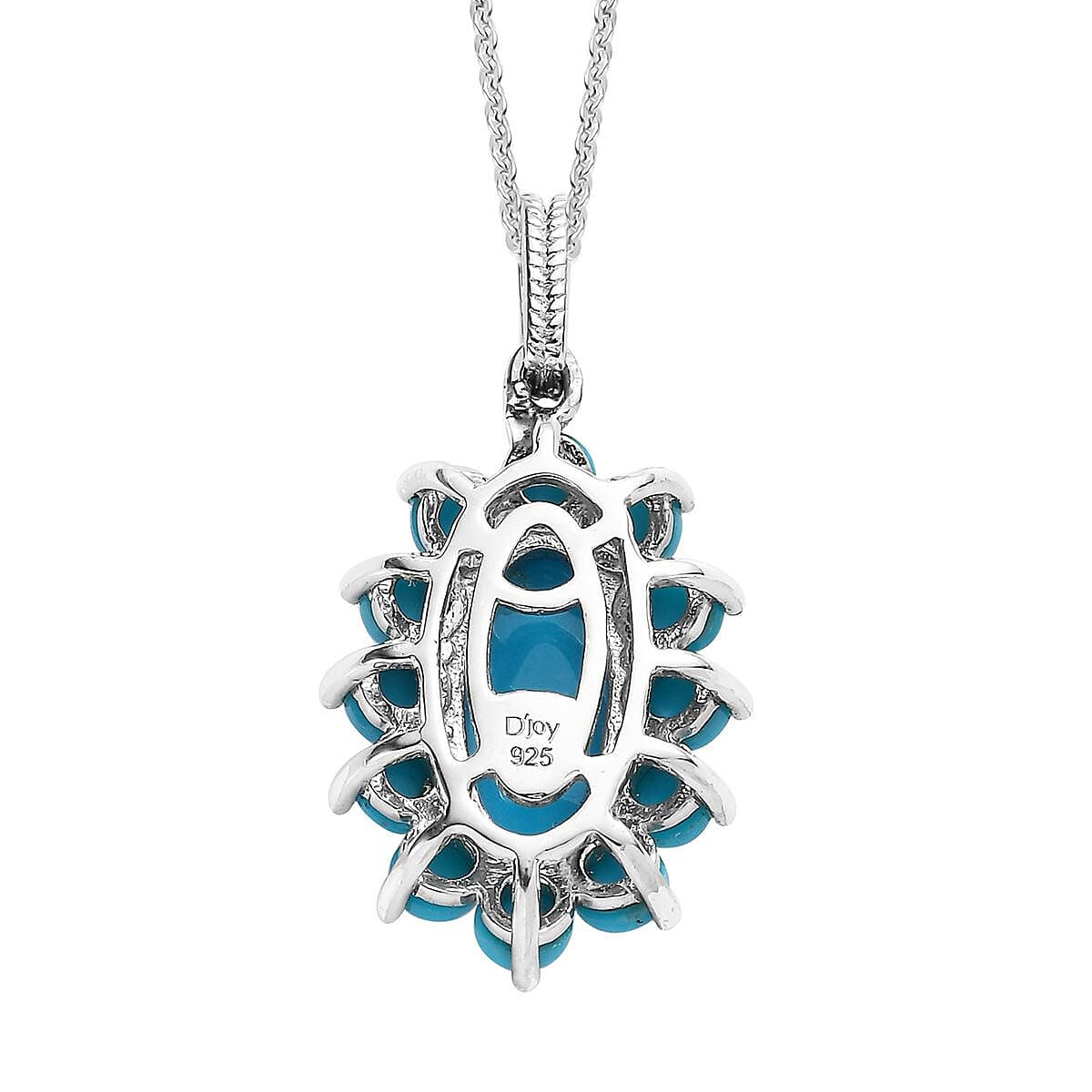 Premium Sleeping Beauty Turquoise Pendant Necklace 20 Inches in Platinum Over Sterling Silver 3.85 ctw image number 4