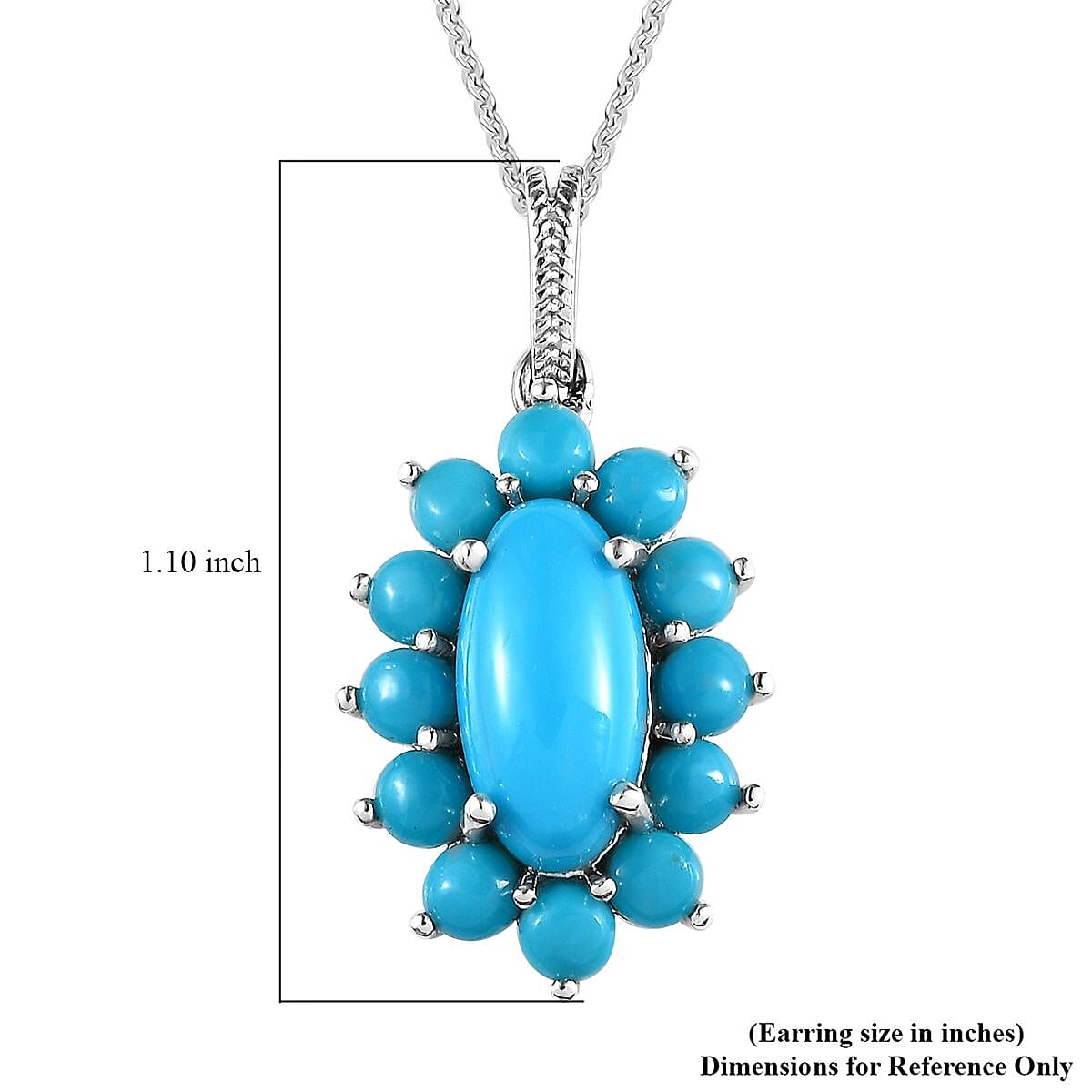 Premium Sleeping Beauty Turquoise Pendant Necklace 20 Inches in Platinum Over Sterling Silver 3.85 ctw image number 6
