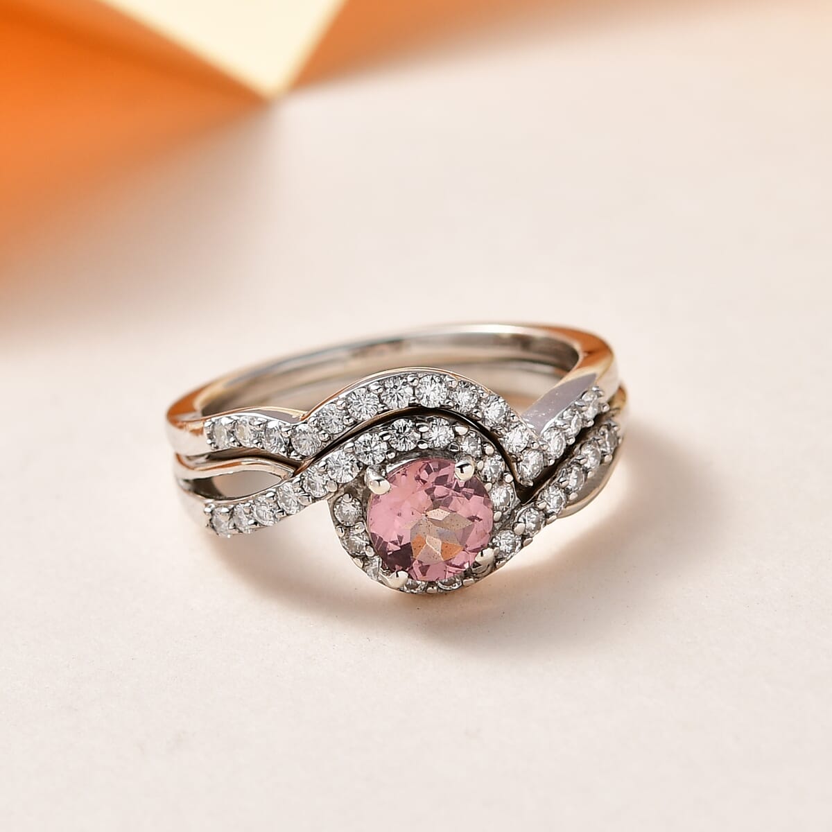 Red Apatite Set of 2 Ring in Platinum Over Sterling Silver (Size 10.0) 0.85 ctw image number 1