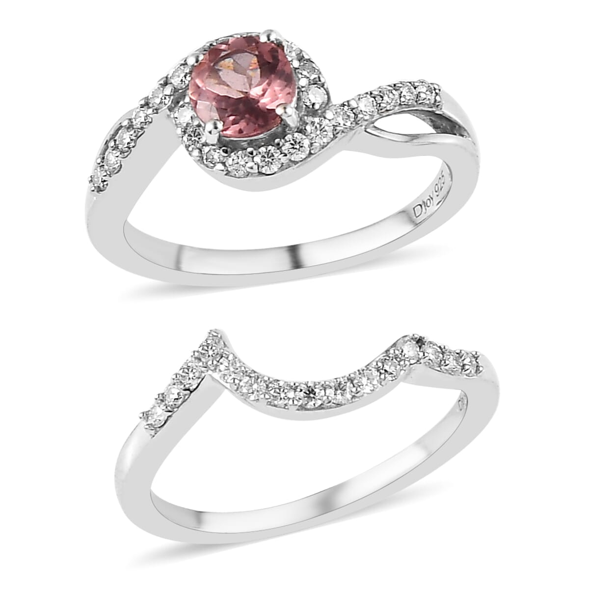 Red Apatite Set of 2 Ring in Platinum Over Sterling Silver (Size 10.0) 0.85 ctw image number 3