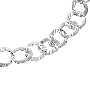 Round Link Chain Necklace (20-22 Inches) and Star Charm Bracelet (7.50In) in Silvertone