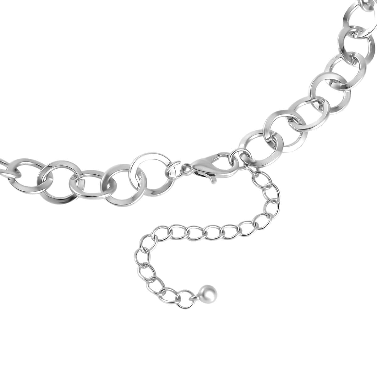 Round Link Chain Necklace (20-22 Inches) and Star Charm Bracelet (7.50In) in Silvertone image number 4