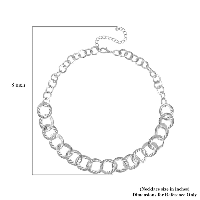 Round Link Chain Necklace (20-22 Inches) and Star Charm Bracelet (7.50In) in Silvertone